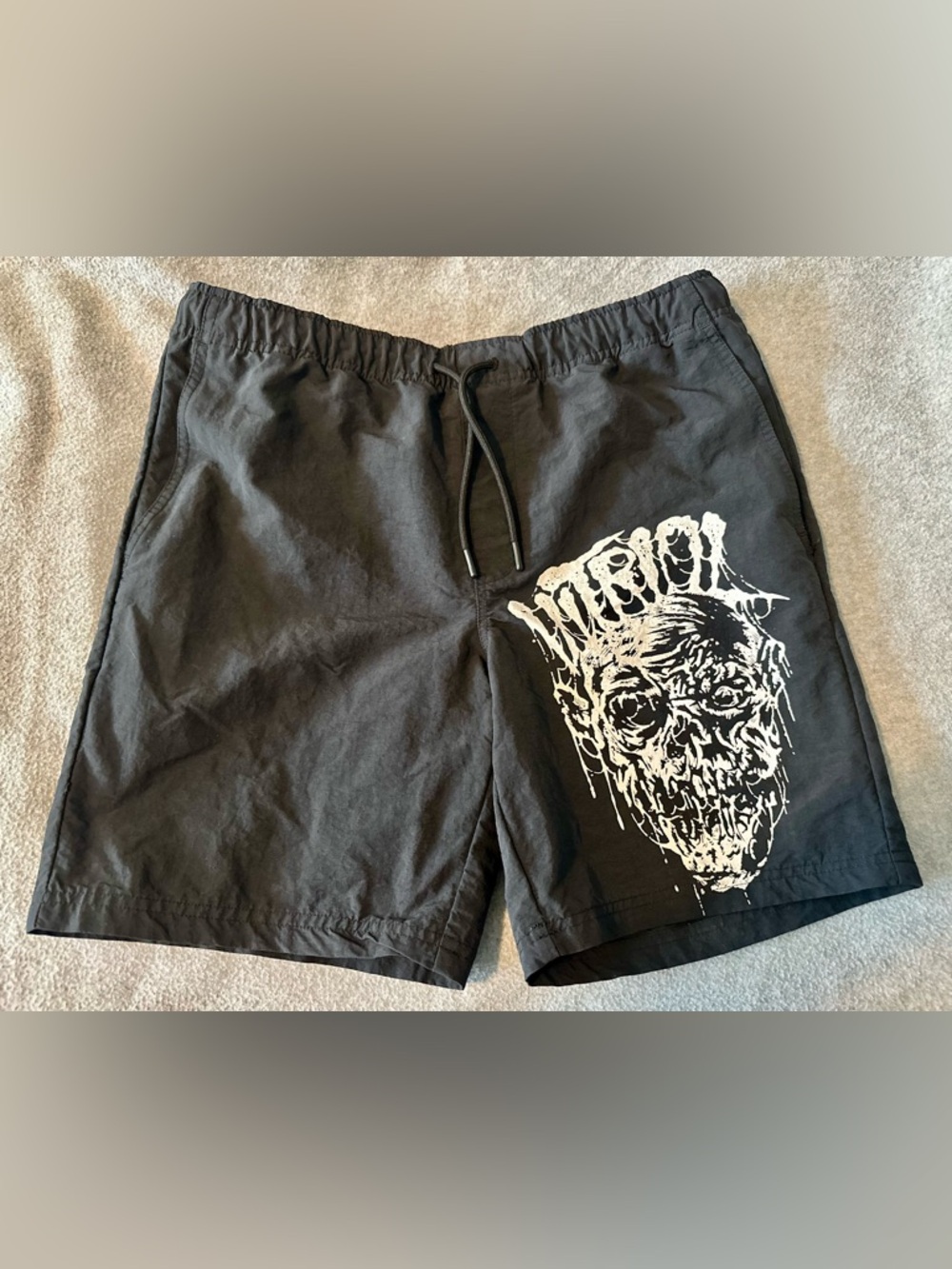 Vitriol Fusion Melting Face Board Shorts Black Nylon Swim Trunks Size Small